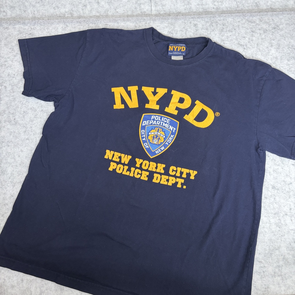 NYPD NYC Police Dept T-Shirt Navy Blue Size XL Graphic Tee Y2K Streetwear